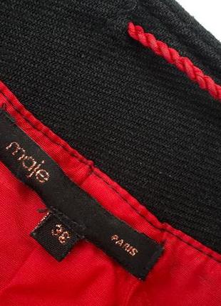 Чорне пальто maje оригінал з червоною підкладкою демі пальто шерсть і бавовна демісезонне пальто4 фото