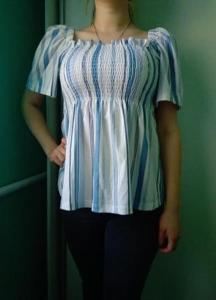 Фактурная блуза в полоску1 фото