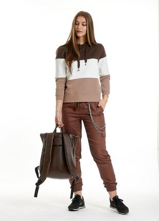 Rolltop рюкзак / экокожа / стильный женский коричневый рюкзак  под ноутбук3 фото