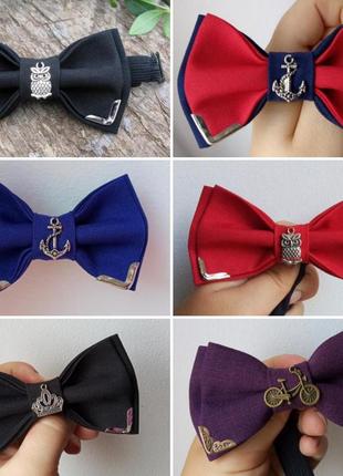 Галстук-бабочка с металлическими уголками и подвеской в ассортименте / бабочка с уголками