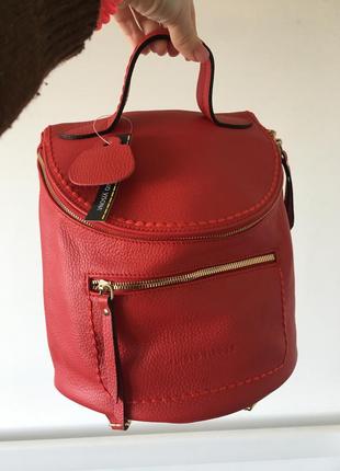 Красный кожаный рюкзак ,италия4 фото