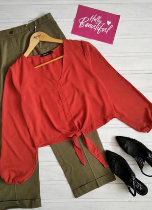 Шифонова коротка блуза з зав'язками