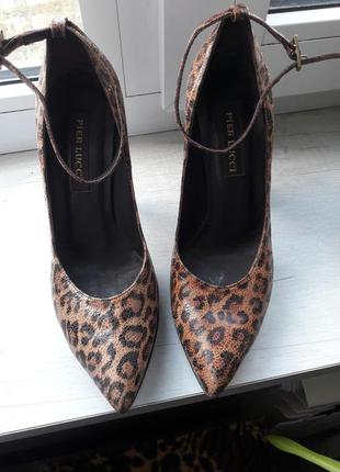 Очень красивые туфли из нат. мраморной кожи под леопард     pier lucci  разм. 37-37,5-38