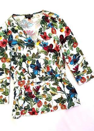 Topshop блузка блуза з запахом баскою квітковий принт віскоза