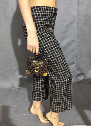 Женские летние брюки в клетку натуральная ткань