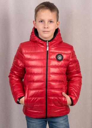 Демисезонная двухсторонняя куртка для мальчиков -подростков, размеры 28 - 46 на рост 98-1644 фото