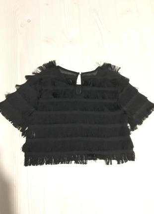 Укороченая шифонова блуза топ травичка missguided бахрома4 фото