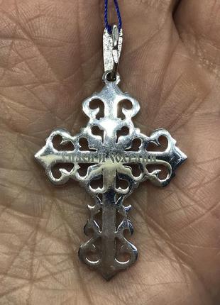 Новый серебряный крестик, серебро 925 пробы, радированный3 фото
