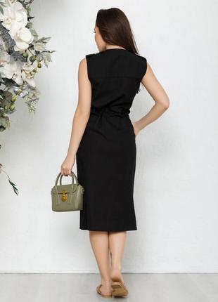 Черное коттоновое платье на кулиске3 фото