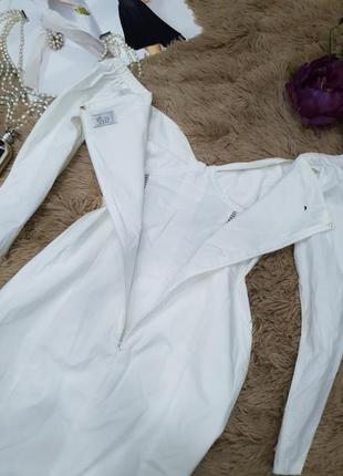 Біле плаття бавовна корсет гачки пишні рукави-ліхтарики oh polly сток аутлет10 фото