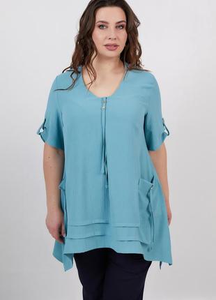 Женская батальная блуза-туника "амира"1 фото