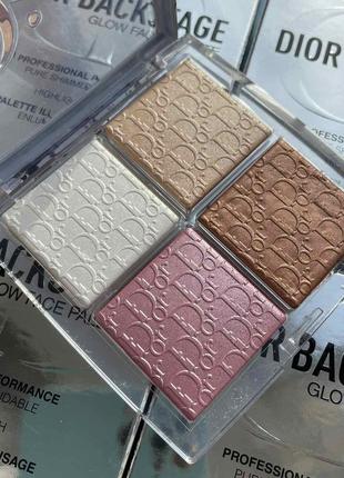 Палетка хайлайтерів christian dior backstage glow face palette highlight&blush3 фото