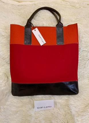 Graf & lantz wool leather bag handbag tote purse