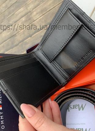 Мужской ремень и портмоне Tommy hilfiger подарочный набор на подарок кошелек6 фото
