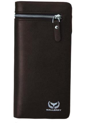 Мужской кошелек клатч портмоне барсетка wallerry business черный и коричневый2 фото