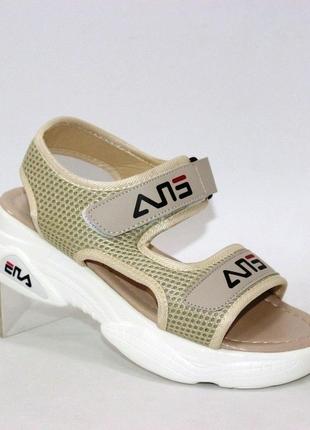 Женские спортивные босоножки на толстой подошве h3-beige