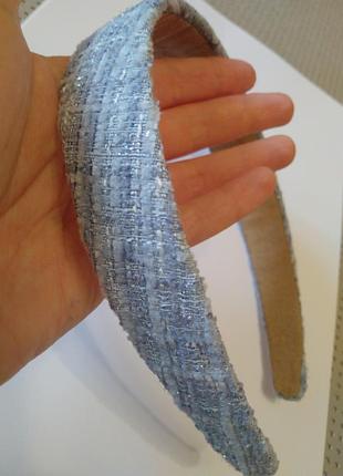 Обруч твидовый голубой