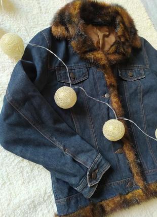 Джинсовці з штучним хутром, джинсова курточка2 фото
