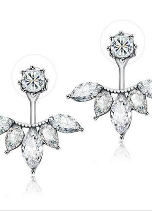 Серьги джекеты хрустальный цветок серёжки2 фото