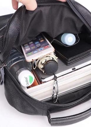 Мужской кожаный рюкзак для ноутбука и поездок tiding bag b2-14657a черный6 фото