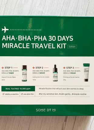 Набор средств от прыщей с кислотами some by mi aha-bha-pha 30 days miracle travel kit