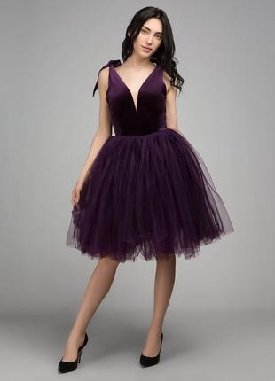 Новое бархатное платье с фатином nothing but love! королевский пурпурный!