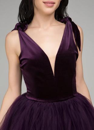 Новое бархатное платье с фатином nothing but love! королевский пурпурный!