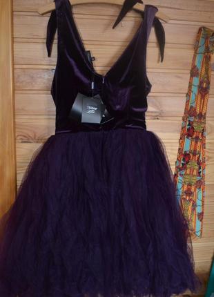 Новое бархатное платье с фатином nothing but love! королевский пурпурный!