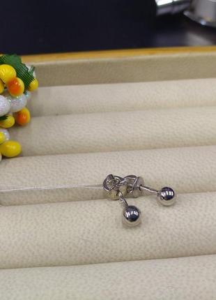 Серебряные стильные маленькие серьги гвоздики пусеты шарики зерна 925 застежка закрутка