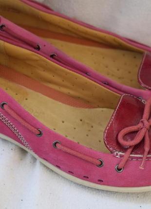 Замшевые туфли мокасины топсайдеры фуксия кларкс clarks р.6  р.39 25,7 см1 фото