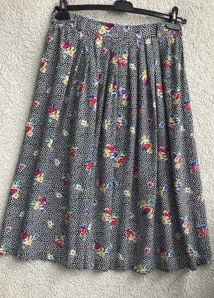 Легкая винтажная юбка в мелкий цветочный принт(размер 14-16)2 фото