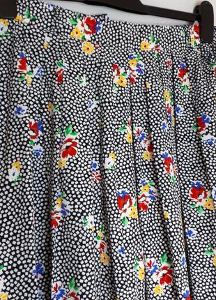 Легкая винтажная юбка в мелкий цветочный принт(размер 14-16)7 фото