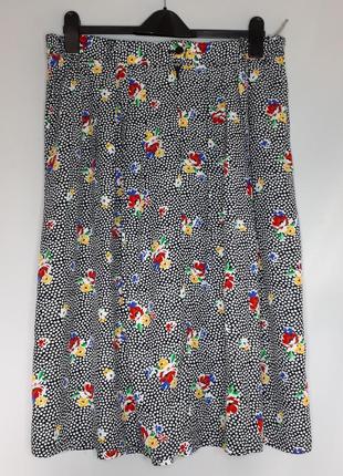 Легкая винтажная юбка в мелкий цветочный принт(размер 14-16)5 фото
