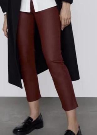 Новые женские брюки-скинни зара, оригинал, размер евро 44, бордо2 фото