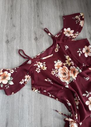 Сарафан, платье, платье миди бордовый с цветочным принтом размер 547 фото
