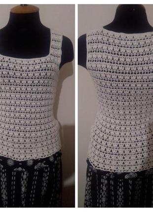 Біла блуза топ майка ручної роботи