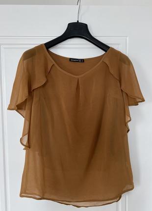 Крутая полупрозрачная рыжая блуза