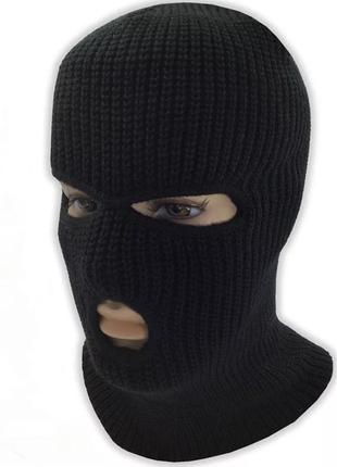 Балаклава маска (бандитка 3) черная, унисекс4 фото