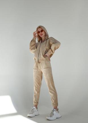 Костюм куртка брюки высокая посадка на резинке вельвет