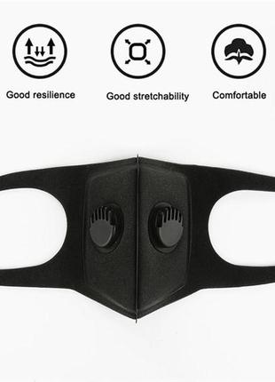 Многоразовая защитная маска, 2 клапана: белая, чёрная5 фото