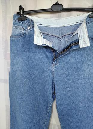 Голубые укороченные джинсы с высокой посадкой, 98% хлопка7 фото