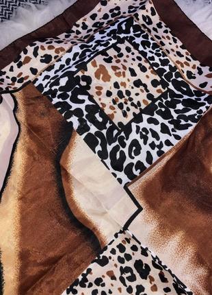 Атласный платок хустка анималистический леопард9 фото