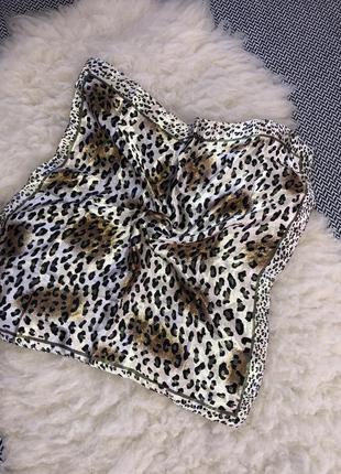 Атласный платок хустка анималистический леопард4 фото