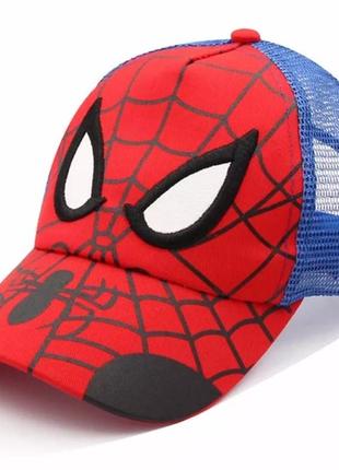 Детская кепка тракер человек паук (spider man) с сеточкой синяя, унисекс