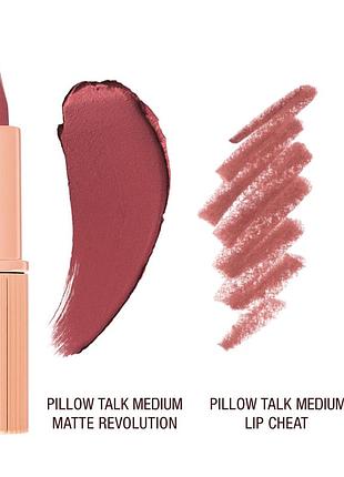 Набор charlotte tilbury pillow talk 2 medium помада 1.1 г и карандаш для губ lip cheat 0.8 г