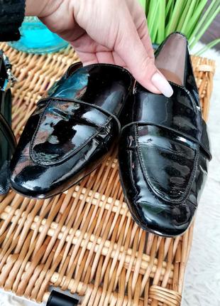 🎉ликвидация! крутые чёрные лаковые туфли балетки лофферы4 фото