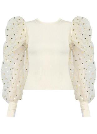 Топ  в рубчик с рукавами из органзы 10-12 р