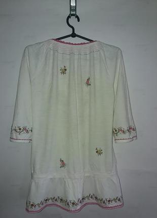 Красивая нарядная белая блузка, туника вышиванка, next р.10/382 фото