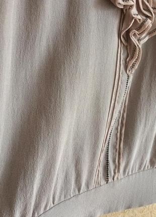 Шикарна шовкова нюдовая майка річна блуза з жабо karen millen6 фото