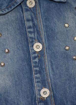 7 - 9 років фірмовий джинсовий піджак джинсова курточка плащ пальто з камінчиками4 фото